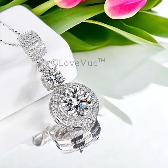 Certified 6ct. t.w. Diamond Brilliant Cut Halo Drop Necklace - Picture 1 of 14